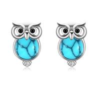 Cuoka Cat/Mouse/Owl/Sea Turtle/Skull Opal Earrings 925 Sterling Silver Cute Animal Opal Stud Earrings Hypoallergenic Animal Earrings Opal Jewelry Gifts Graduation Gifts for Women Girls