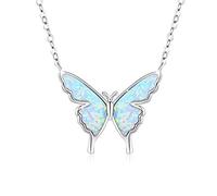 CUOKA MIRACLE Butterfly Necklace Sterling Silver Opal Butterfly Necklace for Women Butterfly Christmas Gifts for Girls