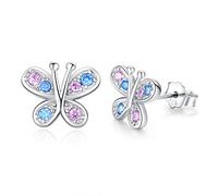 CUOKA MIRACLE Butterfly Stud Earrings 925 Sterling Silver Cubic Zircon Butterfly Jewellery for Women Butterfly Gifts for Girls Kids