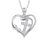 CUOKA MIRACLE Cross Pendant Necklace 925 Sterling Silver Heart Necklaces for Women Infinity Necklaces Gifts
