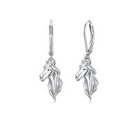 CUOKA MIRACLE Girls' Hoop Earrings 925 Sterling Silver Animal Horse Earrings for Women Children Small Hoop Earrings Circle Earrings Animal Pendant Jewellery for Daughter Children