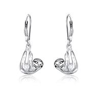 CUOKA MIRACLE Girls' Hoop Earrings 925 Sterling Silver Animal Sloth Earrings for Women Children Small Hoop Earrings Circle Earrings Animal Pendant Jewellery for Daughter Children (D-Sloth)
