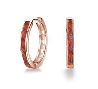 CUOKA MIRACLE Hoop Earrings Diameter 14mm/20mm 925 Sterling Silver Huggie Earrings Circle Hinged Hoop for Women Cute Synthetic Opal for Gifts (B-g-Rose gold-Black opal-20 mm)