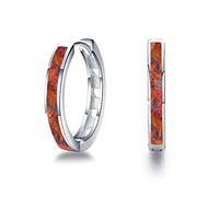 CUOKA MIRACLE Hoop Earrings Diameter 14mm/20mm 925 Sterling Silver Huggie Earrings Circle Hinged Hoop for Women Cute Synthetic Opal for Mother's Day Gifts