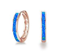 CUOKA MIRACLE Hoop Earrings Diameter 14mm/20mm 925 Sterling Silver Huggie Earrings Circle Hinged Hoop for Women Cute Synthetic Opal for Mother's Day Gifts
