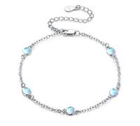 CUOKA MIRACLE Moonstone Bracelets 925 Sterling Silver Rainbow Round Moonstone Girl Bracelet Moonstone Jewellery Gifts for Kids