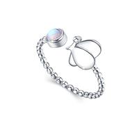 CUOKA MIRACLE Moonstone Butterfly Ring 925 Sterling Silver Rainbow Moonstone Jewellery for Women Adjustable Ring for Mother Girlfriend Girls (A)