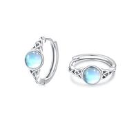 CUOKA MIRACLE Moonstone Hoop Earrings for Women 925 Sterling Silver Celtic Hoop Earrings Celtic Earring Hoops Rainbow Moonstone Gifts for Women Girls Kids