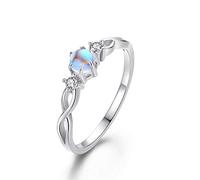 CUOKA MIRACLE Moonstone Infinity Ring, Sterling Silver, Rainbow Moonstone, Promise Ring, Women's Engagement Anniversary Wedding Ring