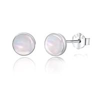 CUOKA MIRACLE Mother of Pearl Earrings 925 Sterling Silver Round Shell Hypoallergenic Stud Earrings for Women Mother of Pearl Jewellery Gifts for Girls Kids
