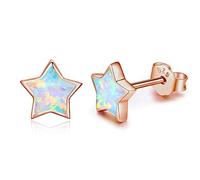 CUOKA MIRACLE Opal Star Earrings 925 Sterling Silver Cartilage Stud Earrings for Women Star Jewellery Gifts for Girls Kids