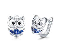 CUOKA MIRACLE Owl Earrings 925 Sterling Silver Girls Small Hoop Earrings Hypoallergenic Huggie Earrings for Women Owl Jewellery for Girls Kids