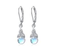 CUOKA MIRACLE Round Moonstone Hoop Earrings 925 Sterling Silver Rainbow Moonstone Small Hoop Earrings for Women Cute Huggie Earrings for Girls (F-Moonstone)