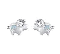 CUOKA MIRACLE Sheep Earrings 925 Sterling Silver Opal Earrings for Women Cute Sheep Animal Stud Earrings for Girls Kids