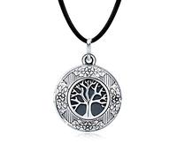 CUOKA MIRACLE Tree of Life Locket Necklace 925 Sterling Silver Round Shape Locket Necklace Vintage Oxidized Tree of Life photo Pendant Family Mother's Day Gifts for Mom Grandmother