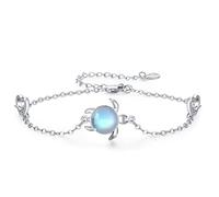 CUOKA MIRACLE Turtle Bracelet for Women 925 Sterling Silver Opal Turtle Charm Bracelet Luck Bracelet for Women Turtle Lover Bracelet (C-White)