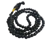 Cuonna Gems Gallery लावा माला Asli Volcanic Rock Jwalamukhi Mala Original Certified ज्वालामुखी माला वोल्केनो स्टोन ओरिजिनल सर्टिफाइड Geniune 108+1 Beaded Maala Grounding Stone Black Lava Mala For Men