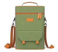 Cuopru Premium Yerba Mate Kit Carrier Tote Bag - Double Layer Waterproof 2 Wine Bottle Pockets Portable Bag for Travel, Picnic, Beach