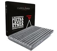 CUORE LAVICO - Lava Stone Refractory Plate for Barbecue 39 x 30 x 3 cm with Horizontal Groove - Natural Cooking Best Soapstone Excellent for Meat Fish and Vegetables