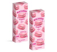 Cuorenero Macaron Strawberry Flavor | Gluten Free Macaron in Case | Strawberry Macaron Taste | Strawberry Cream Cookies - 2 Boxes x 3 Macarons Each
