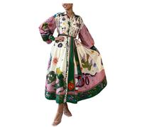 CUOREZ Court Pleated Oversized Hem Long Sleeved Loose Fitting Dress
