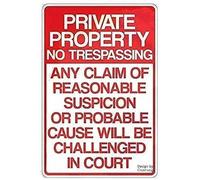 Cuorung Man Cave Decor Ation Poster Sign,12x8 Inchprivate Property Sign No Trespassing Any Claim Of Reasonable Suspicion Or Probable Cause Will Be Challenged In Court-predrilled Holes For Easy