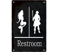 Cuorung Man Cave Decor Mermaid And The Pirate Funny Restroom Toilet Bathroom Metal Tin Sign Retro Vintage Wall Art Hanging Restaurant Cafe Home 12x8 Inch