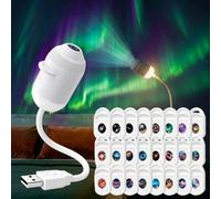 CUOSTU HD Smart Dynamic 5D Holographic Night Light Projector, Starry Sky Projection Night Light with 3/6/12/24 Projection Films, Plug and Play HD Star USB Galaxy & Moon Projector Night Light (24)