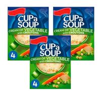 Cup A Soup Cream of Vegetable with Croutons, Low Fat, Suitable for Vegetarians, 4 Sachets per Pack, Pack of 3, 122g