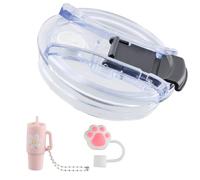 Cup Accessories Set, 1PCS Straw Lid Replacement Compatible with Stanley 40oz Tumblers, Leak-Proof, Reusable Cup Accessories Set with 1 Straw Cover Caps for 9-10mm Straws, 1 Decorative Accessory