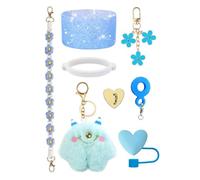 Cup Accessories Set for Stanley Cup 30oz 40oz Tumbler,8PCS Stanley Cup Accessories Set Including Water Bottle Handle Strap, Boot, Keychain Charms, Straw Topper Cover Cap for Stanley Gifts for Women