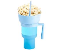 Cup and Bowl Combo, 2-in-1 Tumbler, Beverage Holder, Built-in Straw, Comfortable Handle, Spill Resistant Lid, Function Design, Easy to Carry, Space Saving Use, Perfect for Travel, Picnic, Theater
