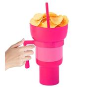 Cup and Bowl Combo, 2-in-1 Tumbler, Beverage Holder, Built-in Straw, Comfortable Handle, Spill Resistant Lid, Function Design, Easy to Carry, Space Saving Use, Perfect for Travel, Picnic, Theater