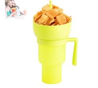 Cup and Bowl Combo, Snack and Drink Cup Combo, Cups Bowl Combos with Straw, Perfect for Stadium, Travel, Movie Nights, So You Can Sip ands Snacks with One Hand, Anywhere You Go (Yellow)