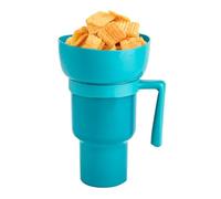 Cup Bowl Combo, 1000ml 2-in-1 Snack Drink Cup, Reusable Multifunction Anti Hot Tumbler with Straw and Handle,Leak-Proof Popcorn Cups for Movies and Sports Watching