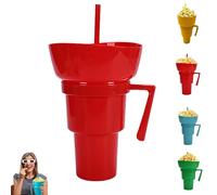 Cup Bowl Combo, 2-in-1 Snack Drink Cups, Leak-Proof Popcorn, 3 Pack Stadium Tumbler with Snack Bowl, Tumbler Popcorn Cup for Travel Movie Night Reusable Multifunction Cups for Adults Kids (Green)