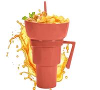 Cup & Bowl Combo - Reusable Food Bowl and Drink Cup Combo | Spill Proof Food & Drink Container for Potato Chips, Fruit, Dessert, Popcorn, Tea Party & Outdoor