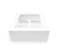 CUP CAKE 5 Pcs White Boxes 4 Hole with Window and Inserts for Desserts, Pastries, Cookies, Small Cakes, Candy, Pies & Gifts (5, 4 hole)