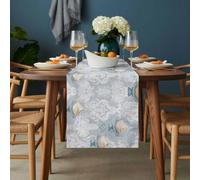 Cup Cake Table Runner 13x60 inch Vintage White Cream Cup Cakes Abstract Texture Cotton Linen Dining Table Runner Ideal for Dresser Kitchen Coffee Tables - Machine Washable