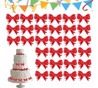 Cup Cake Toppers, Bow Party Supplies | Decorative Picks Cupcake Topper Set - for Birthday Christmas Wedding Holiday Engagement Food Appetizers Cocktail Fruit Drink Snack