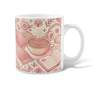 Cup Ceramic Coffee Mug, Cozy Fanciful Heart Book Fall Peach Novelty Office Drinking Cup with Handle Ideal for Friends Family Co-Worker Lovers Eldership Senior 11 Oz