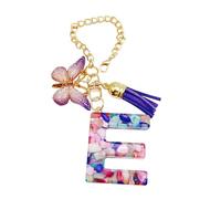 Cup Charm - Letter Purse Charm With Butterfly And Tassel - Trendy Modern Backpack Pendant, Mug Initial Keychain For Girls School Work Gym Outdoor