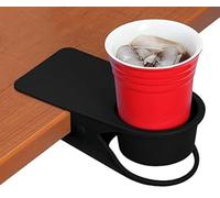 Cup Clip Drink Holder - Black - Snap to Tables, desks, Chairs, Shelves, counters. Keep Your Beverage, Smartphone or Other Small Item Secure and Out of The Way. 2 Pack (Black,1 Pack)