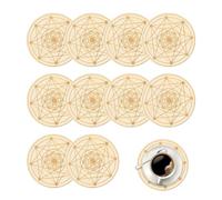 Cup Coasters for Table - 10 Piece Wooden Place Mat,Geometric Pattern Heat-Resistant Reusable Coasters for Drinks | for Tea, Home, Kitchen, Dining, Desk, Living Room, Bar, Housewarming, Birthday