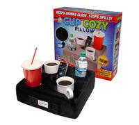 Cup Cozy Deluxe Pillow (Black)- As Seen on TV-The world's BEST cup holder! Keep your drinks close and prevent spills. Use it anywhere-Couch, floor, bed, man cave, car, RV, park, beach and more!