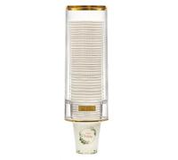 Cup Dispenser,Wall Mounted Bathroom Cup Holder,Automatic Remove Cup Holder, Disposable Paper Cup Plastic Cup,Water Cooler Dispenser Cup Holder with Paste Plate for Home Office Hospital Gym (White)