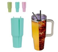 Cup Divider 30oz 2-in-1 Silicone Insert - Drink Separator for Two Flavors in One Tumbler, Leak-Proof Tray Compatible with Stanley Accessories, Dishwasher Safe Reusable Inner Section (Cyan)