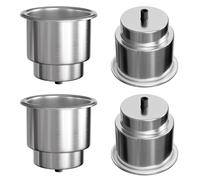Cup Drink Holder 4 Pack, Stainless Steel 316 Boat Accessories with Drain for Yacht RV Camper Caravan