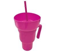 Cup for Snack and Beverage, Drink Cup with Bowl for Snacks in the Part - Travel Food and Drink Container for Milk Tea Juice Treats Popcorn Fruit School Beach