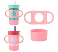 Cup Grip & Boot Compatible with Owala Toddler Cup,Silicone Dual-Handle Tumbler Grip & Boot Compatible with Owala 12oz, for Zak 12oz 15oz, for Stanley 14oz,Tumbler Handles Tumblers Accessories (Pink)